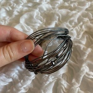 SILPADA leather bracelet with real silver and hematite